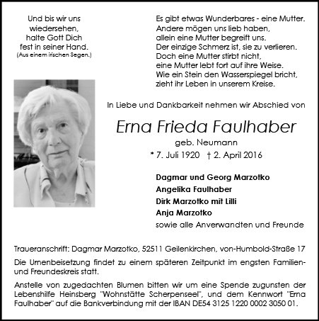 Erna Frieda Faulhaber