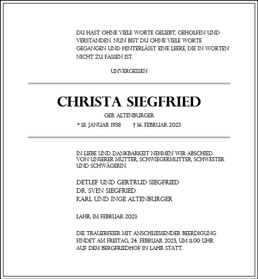 Christa Siegfried