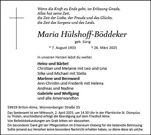 Maria Hülshoff-Böddeker