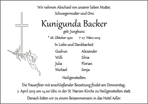 Kunigunda Backer