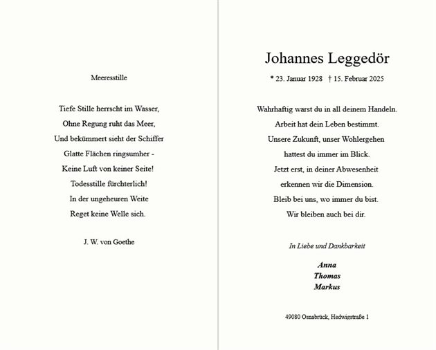 Johannes Leggedör