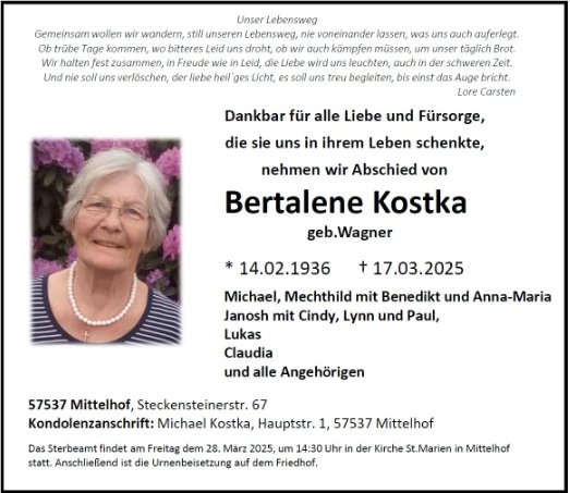 Bertalene Kostka