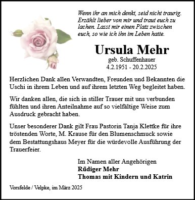 Ursula (Uschi) Mehr