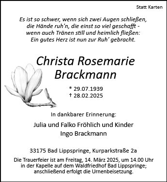 Christa Rosemarie Brackmann